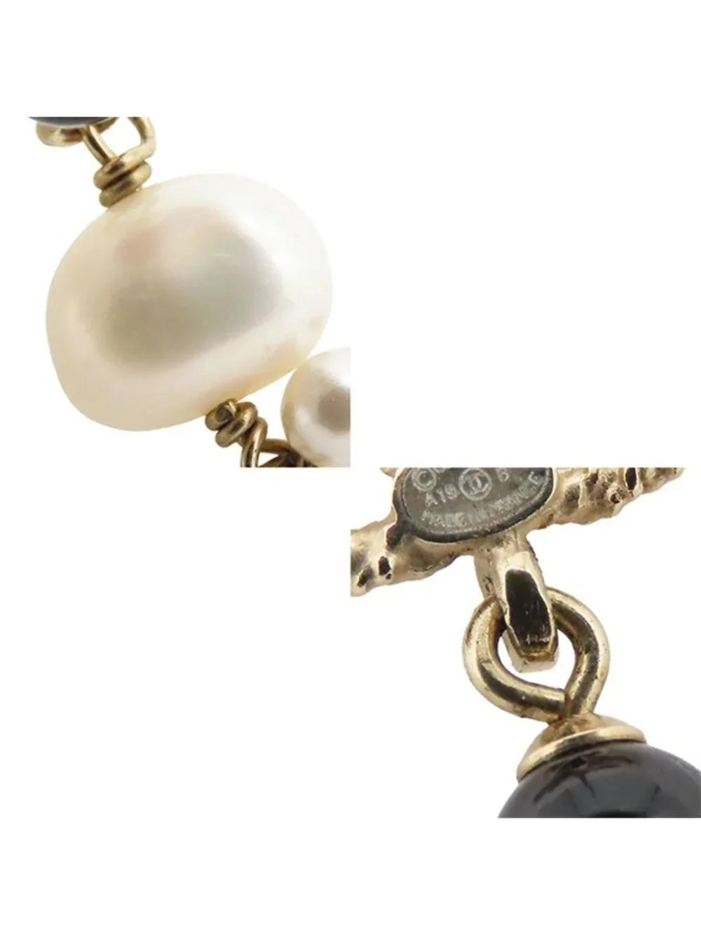 Chanel Earrings Gold Metal Pearl Rhinestone CC Logo